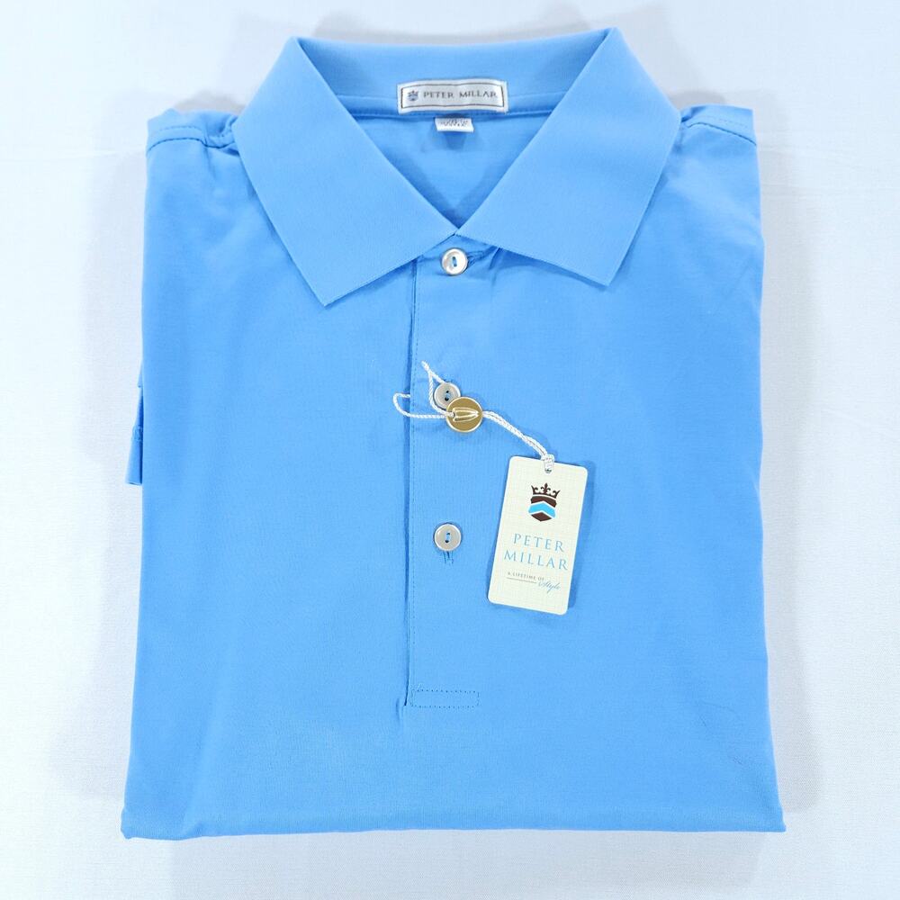 NWT Peter Millar M Golf Polo Alpine Blue Cancer Research Institute Embroidered - Picture 2 of 16